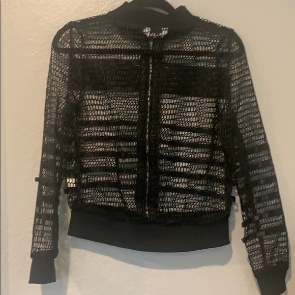 Mesh Bomber Jacket, Ribbon detailing - Picture 2 of 5